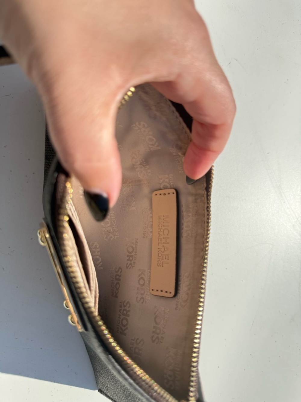 Michael Kors Brown and Beige Logo Wristlet - Picture 6 of 7